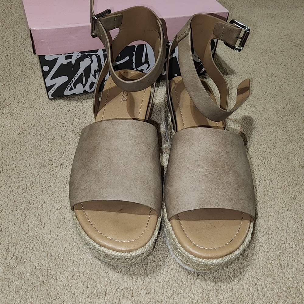 Beige Buck Ankle Strap Sandal